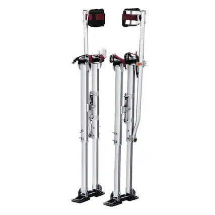 Front. VEVOR - Drywall Stilts, 36''-50'' Adjustable Aluminum Tool Stilts with Protective Knee Pads, Durable and Non-slip Work Stilts - Silver.