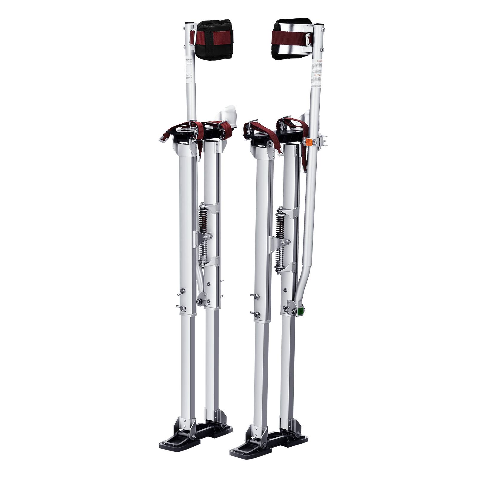 Front. VEVOR - Drywall Stilts, 36''-50'' Adjustable Aluminum Tool Stilts with Protective Knee Pads, Durable and Non-slip Work Stilts - Silver.