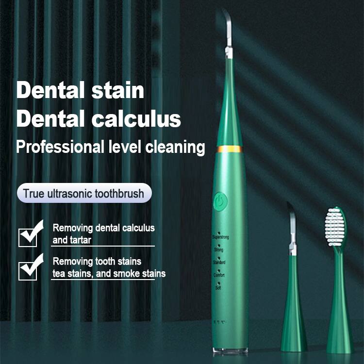 Dental stain  
Dental calculus  
Professional level cleaning  

True ultrasonic toothbrush  

- Removing dental calculus and tartar  
- Removing tooth stains, tea stains, and smoke stains  

Superstrong  
Strong  
Standard  
Comfort  
Soft