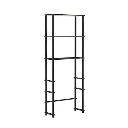 Front. FurniFact - Espresso Toilet Space Saver with 3 Shelves and Sturdy Design - Espresso/Black.