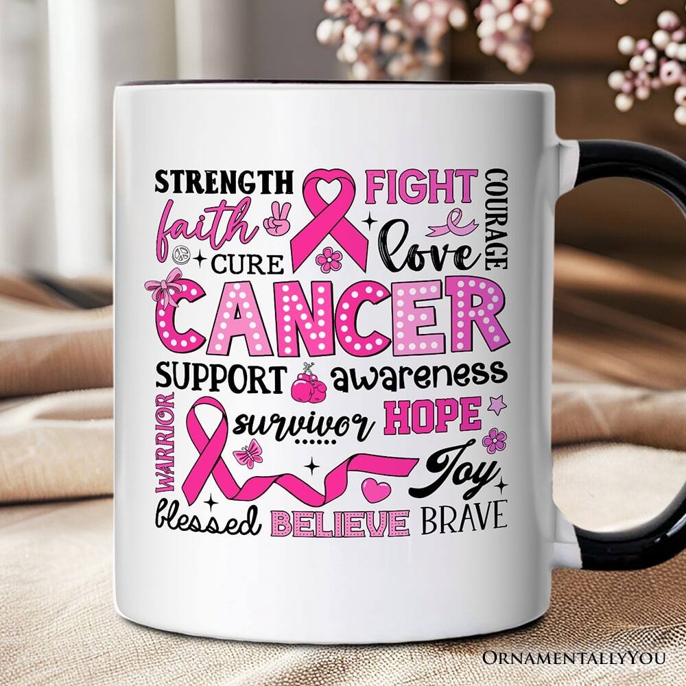 Sure, here is the corrected and grouped text from the image:

- STRENGTH
- faith
- CURE
- CANCER
- SUPPORT
- survivor
- HOPE
- WARRIOR
- blessed
- BELIEVE
- BRAVE
- FIGHT
- COURAGE
- love
- awareness
- JOY
- ORNAMENTALLY YOU