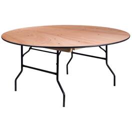 Flash Furniture - Furman 5.5-Foot Round Wood Folding Banquet Table with Clear Coated Finished Top - Natural