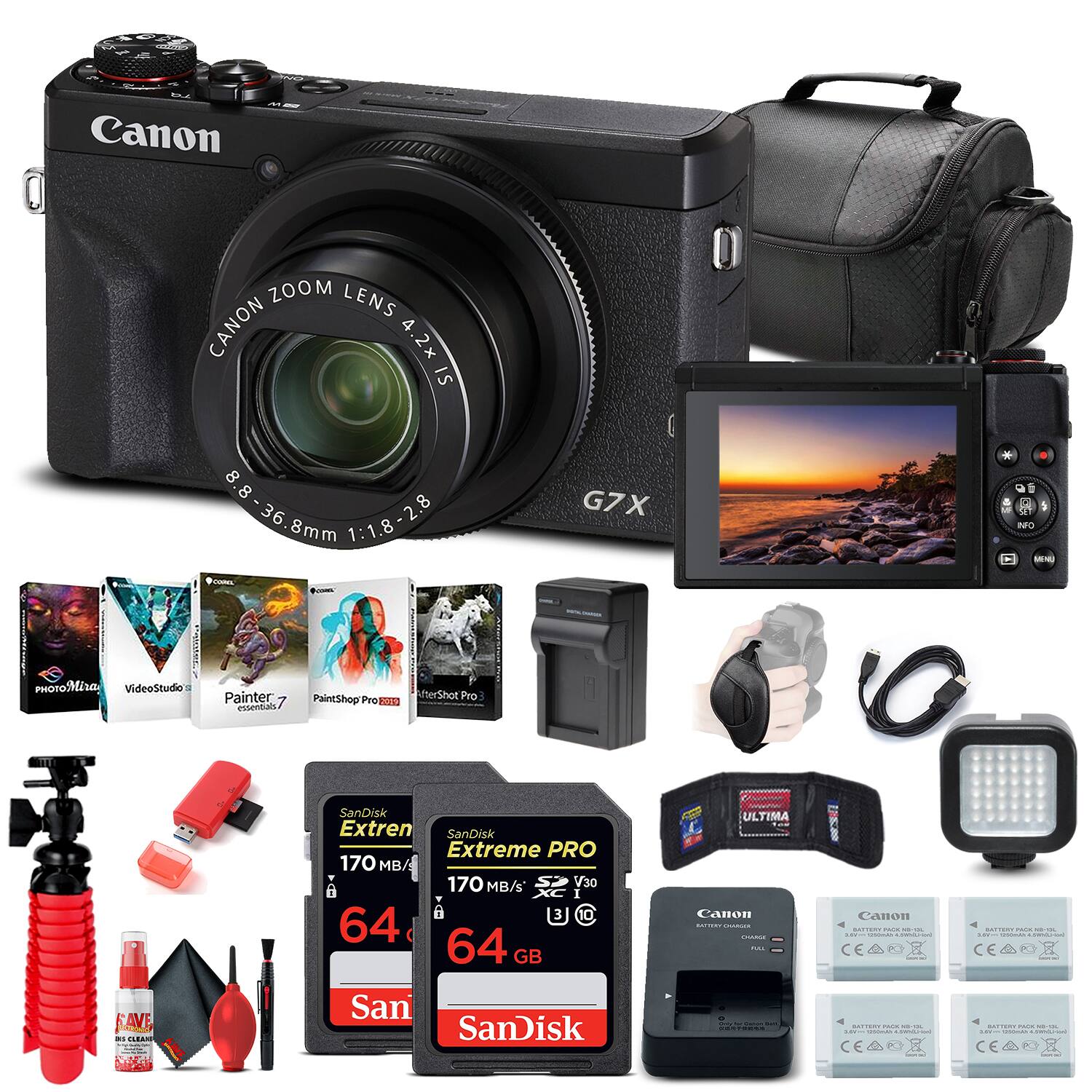 Canon - PowerShot G7 X Mark III Digital Camera (3637C001) + 2 x 64GB Cards + More