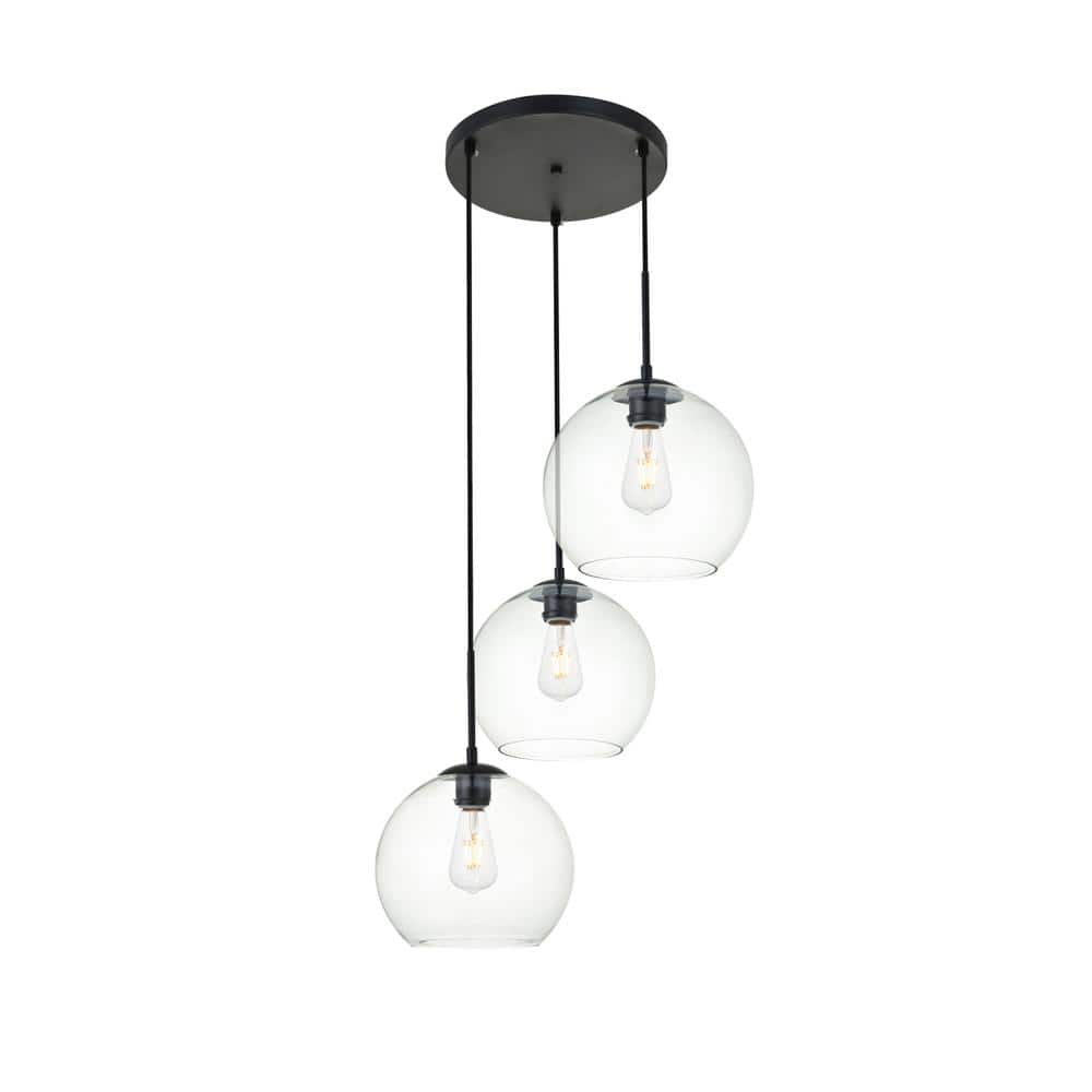 Living District - Baxter 3 Lights Black Pendant With Clear Glass - Black And Clear price history on PriceWatchPro