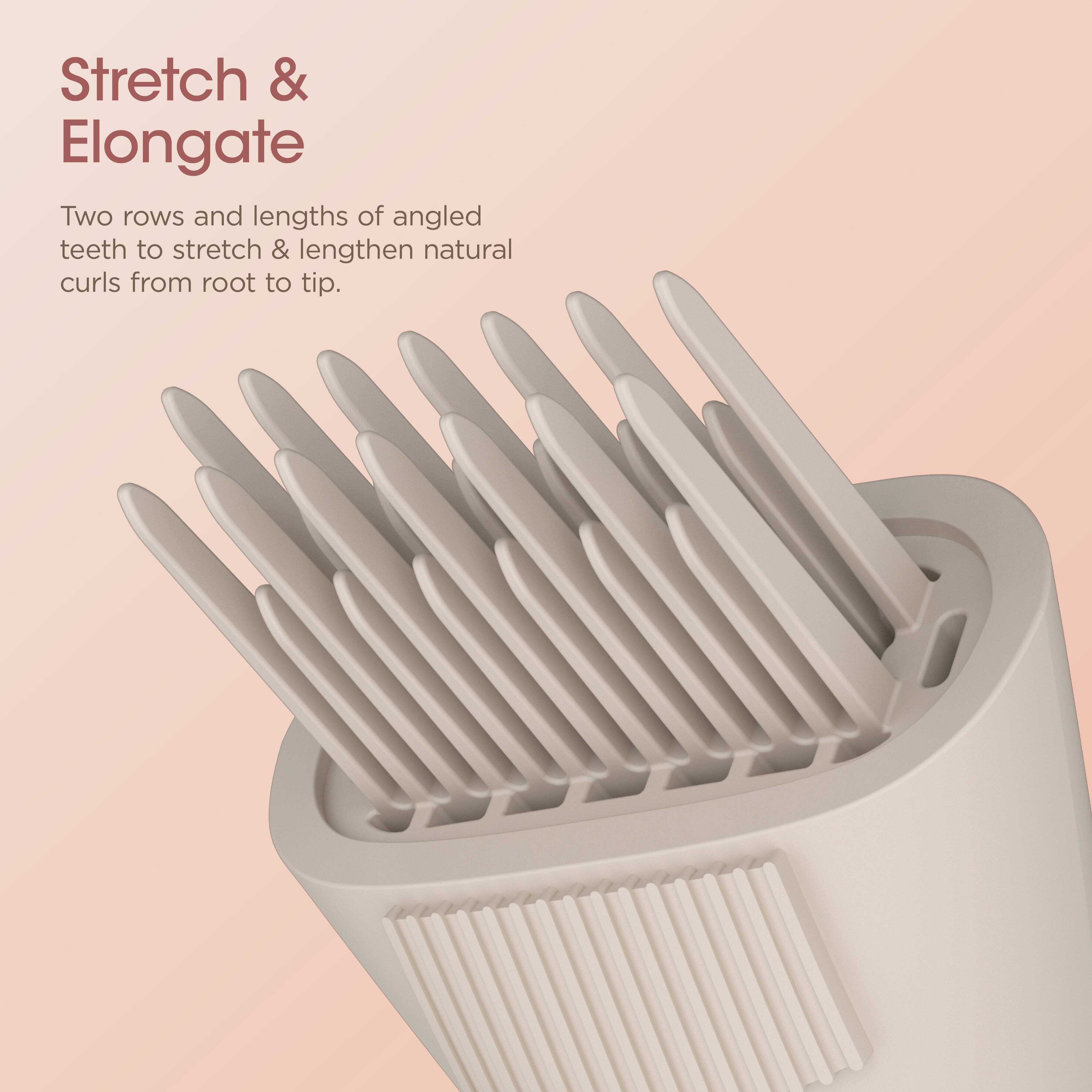 Stretch & Elongate

Two rows and lengths of angled teeth to stretch & lengthen natural curls from root to tip.