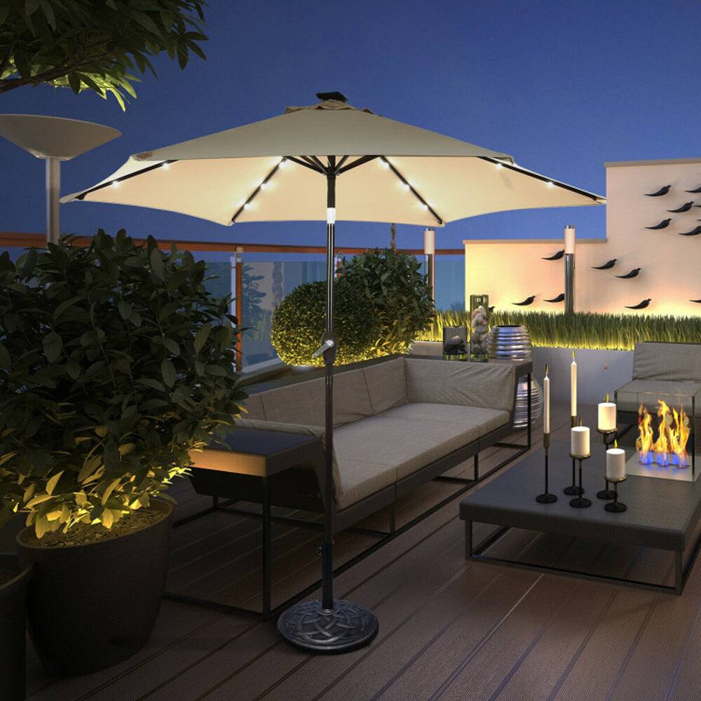 Alt View 9. Boyel Living - 9 Feet Solar LED Lighted Patio Market Umbrella with Tilt Adjustment without Base - Tan.