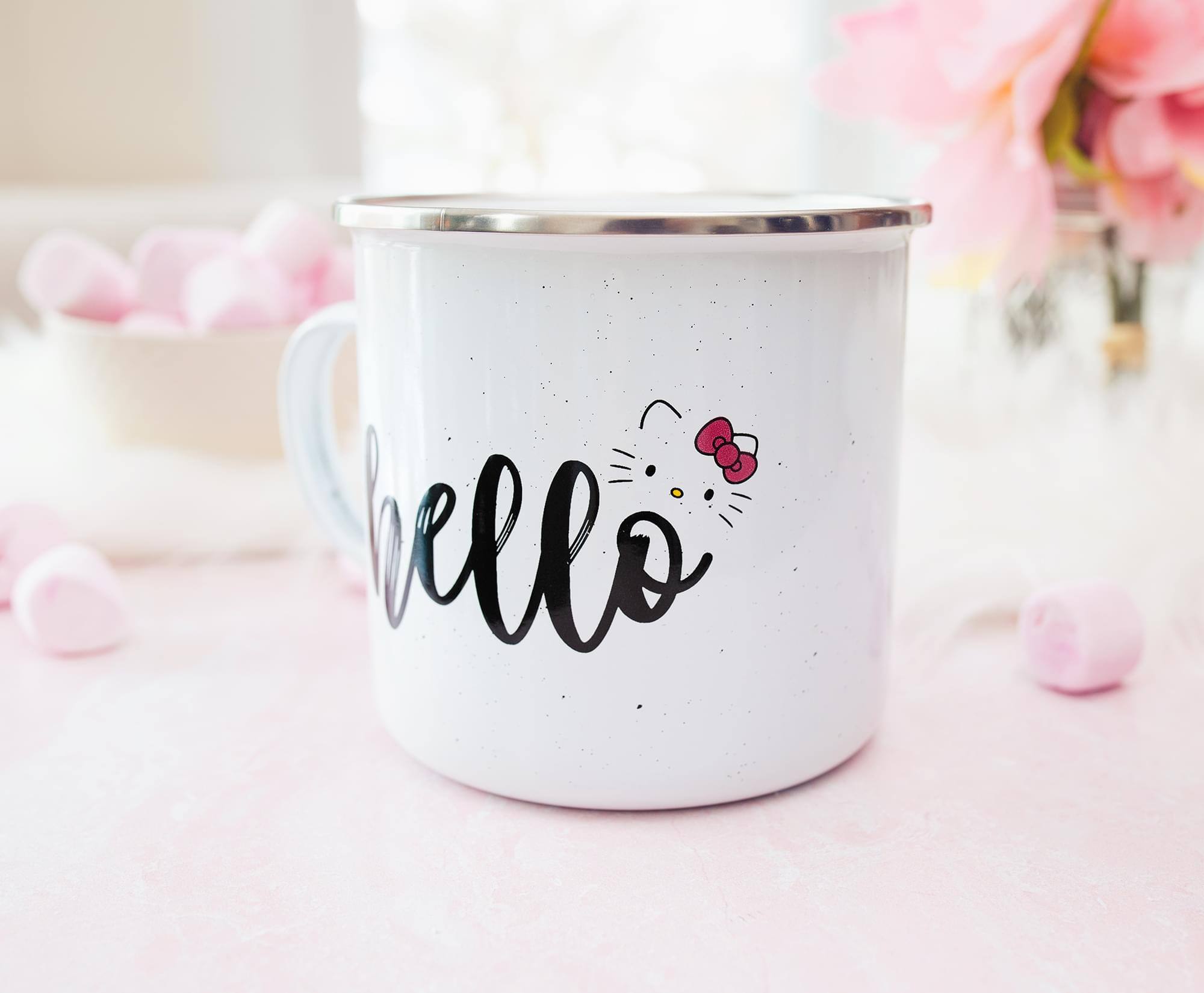 Alt View 3. Silver Buffalo - Sanrio Hello Kitty "Hello" Ceramic Camper Mug | Holds 20 Ounces - White.