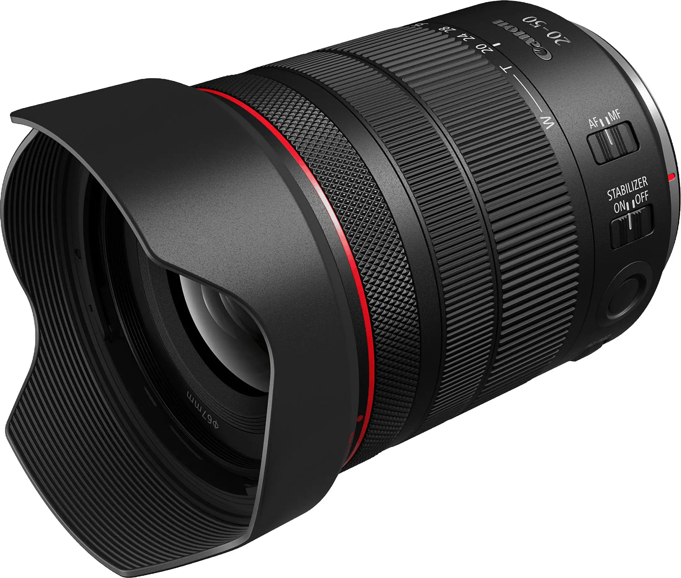 8 Canon 20-50 24 / 20 T W AF I MF STABILIZER OFF ON 67mm