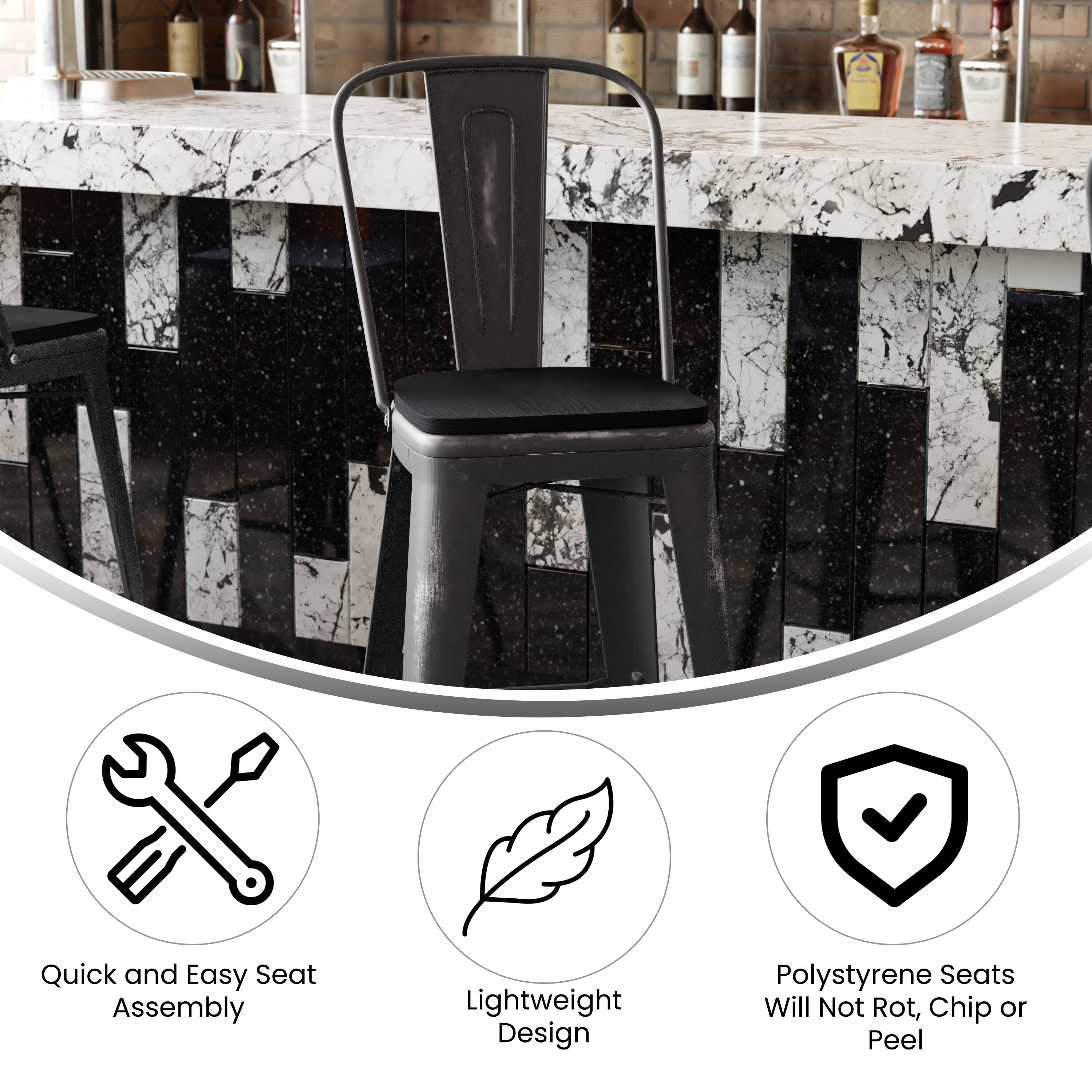 Quick and Easy Seat Assembly  
Lightweight Design  
Polystyrene Seats Will Not Rot, Chip or Peel