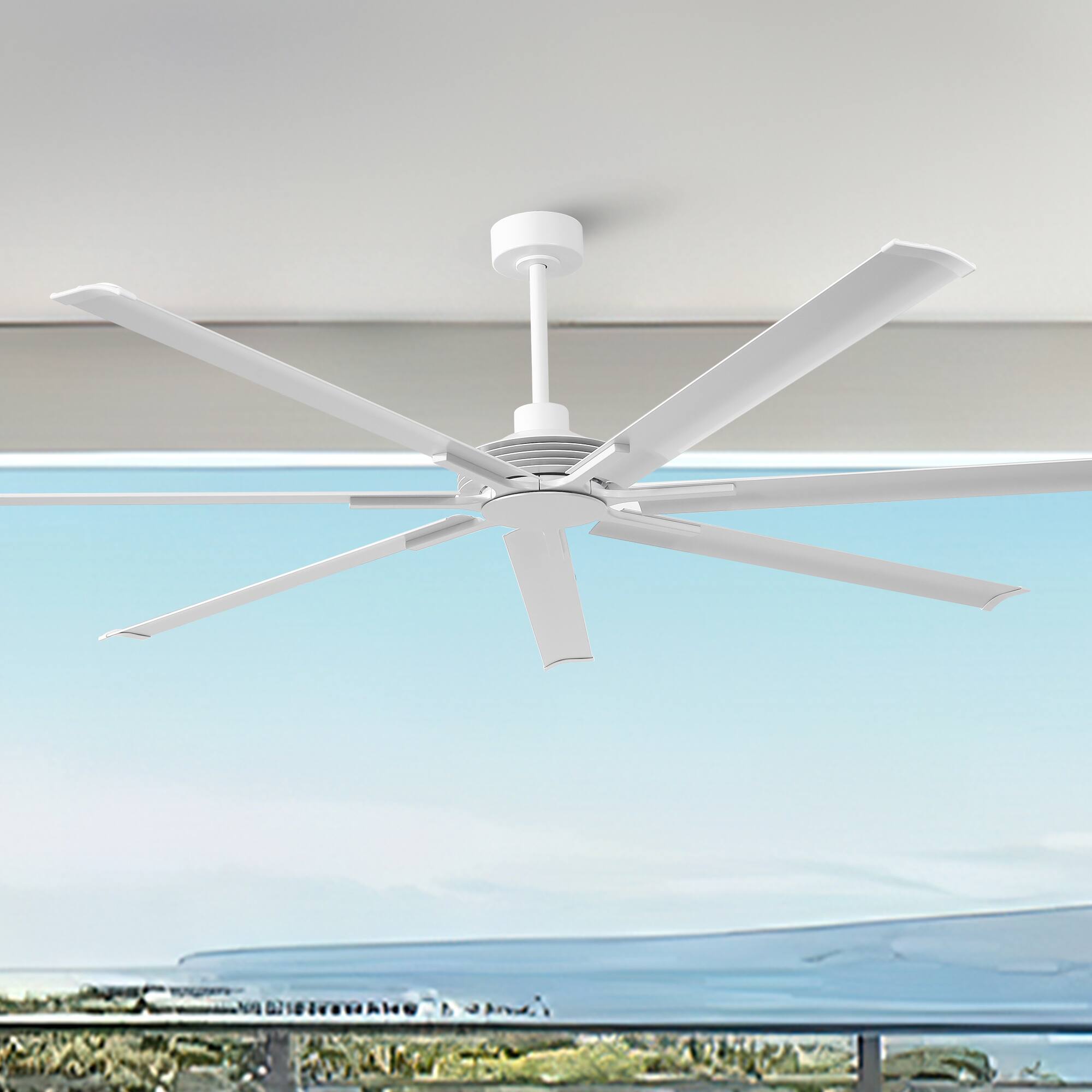 Parrot Uncle - 84" Industrial Aluminum Warehouse Extra Large Ceiling Fan with Remote - White
