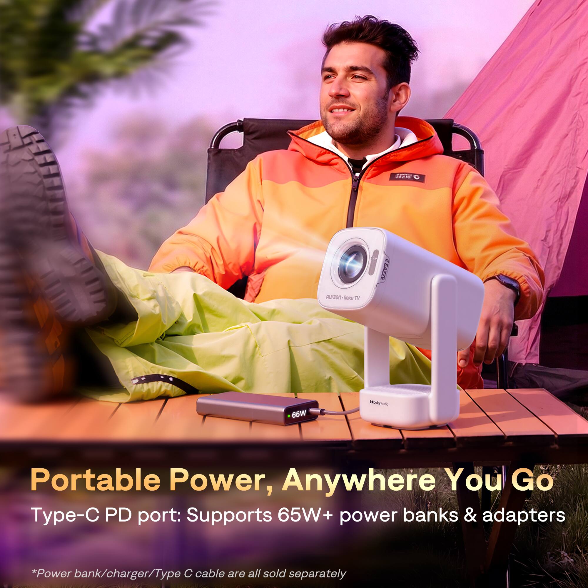 TER aurz-wTV -D TV CEAZZE 65W pby Portable Power, Anywhere You Go  
Type-C PD port: Supports 65W+ power banks & adapters  
*Power bank/charger/Type C cable are all sold separately
