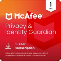 McAfee - Privacy & Identity Guardian (1 User) Privacy Software (1-Year Subscription, Auto-Renews at $99.99 first year) - Android, Apple iOS, Chrome, Mac OS, Windows [Digital] - Front_Zoom
