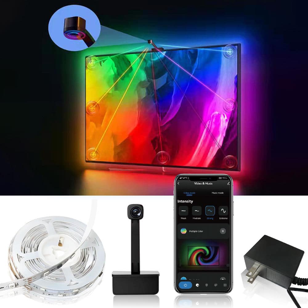 PRIMEPLUS - Immersed LED Smart TV Backlight Strips Lights, APP/Voice Control light strip with Camera for 55-65 inch TVs