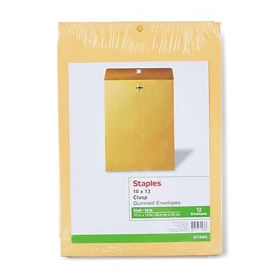 Staples  
10 X 13 Clasp Gummed Envelopes  
12 Envelopes  
ST13005  

$11.99