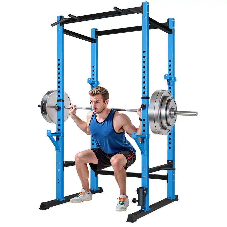 KERDOM Squat Rack Pull Up Bar, Power Rack Cage, Adjustable Weight