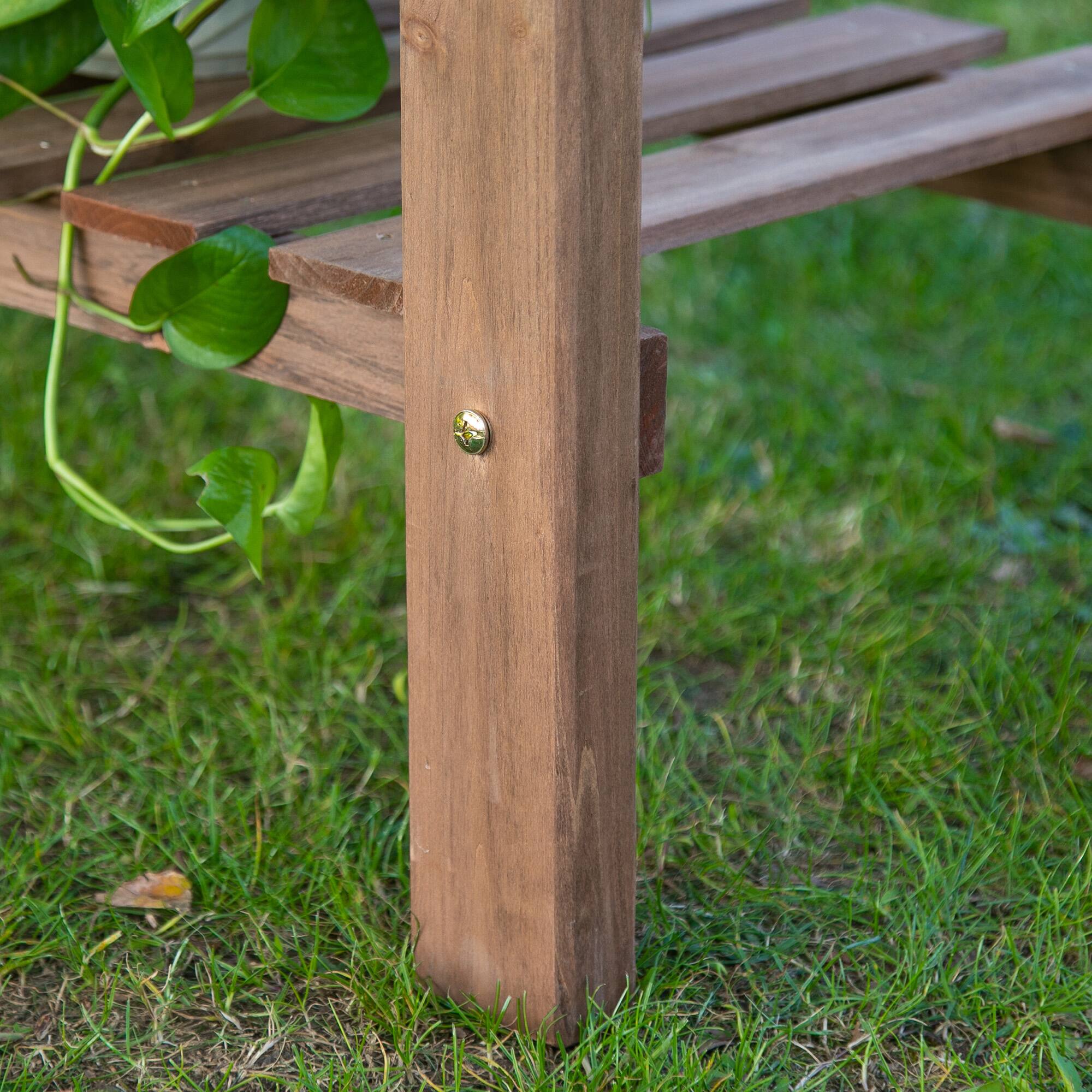 Alt View 8. Outsunny - Outdoor Potting Bench Table, Wooden Workstation with Sliding Tabletop, Storage Shelf and Dry Sink, for Greenhouse - Brown.