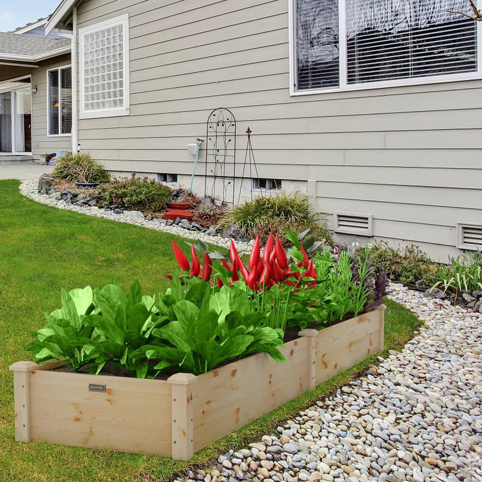 Alt View 1. Costway - Costway 2 PCS Wooden Raised Garden Bed Outdoor Wood Planter Box for Vegetables Flowers - Natural.