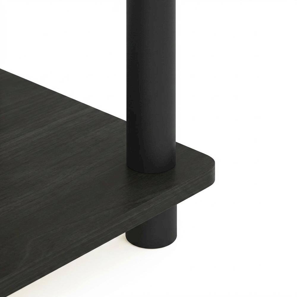 Alt View 1. FurniFact - FurniFact C-Shape Side Table, Quality Build, Durable Wood Frame - Espresso - Espresso/Black.