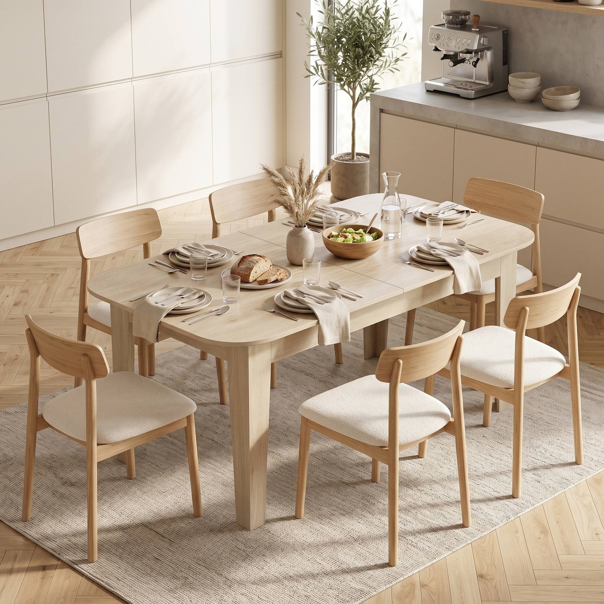 Alt View 8. Homcom - Oval Dining Table for 4-6, Farmhouse Expandable Kitchen Table - Oak.