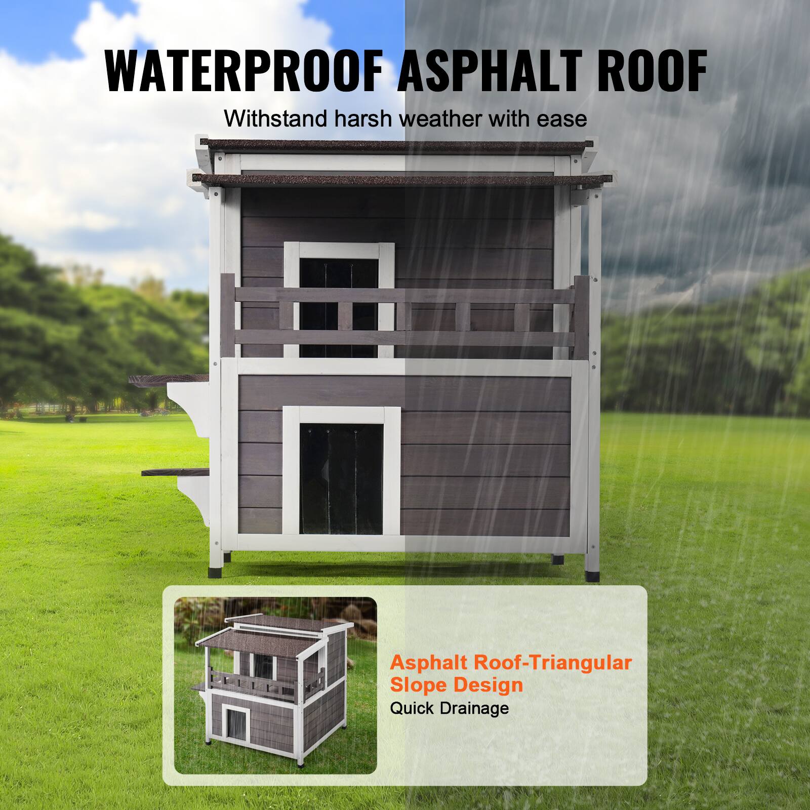 WATERPROOF ASPHALT ROOF

Withstand harsh weather with ease

Asphalt Roof-Triangular Slope Design
Quick Drainage
