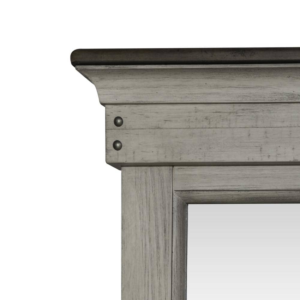 Liberty Furniture Industries - Landscape Mirror Farmhouse in Weathered Linen Finish w/ Dusty Taupe Tops - White