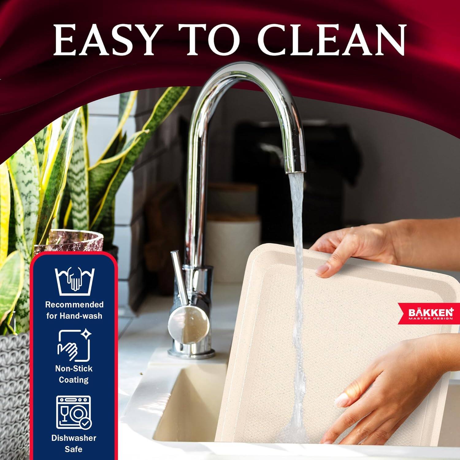 EASY TO CLEAN Recommended for Hand-wash Non-Stick Coating Dishwasher Safe BKKEN MASTER DESIGN