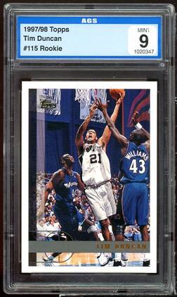 Tim Duncan Rookie Card 1997-98 Topps #115 AGS 9 MINT