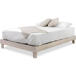 Hivvago - King size Solid Wood Heavy Duty Platform Bed Frame in Off-White - Off White