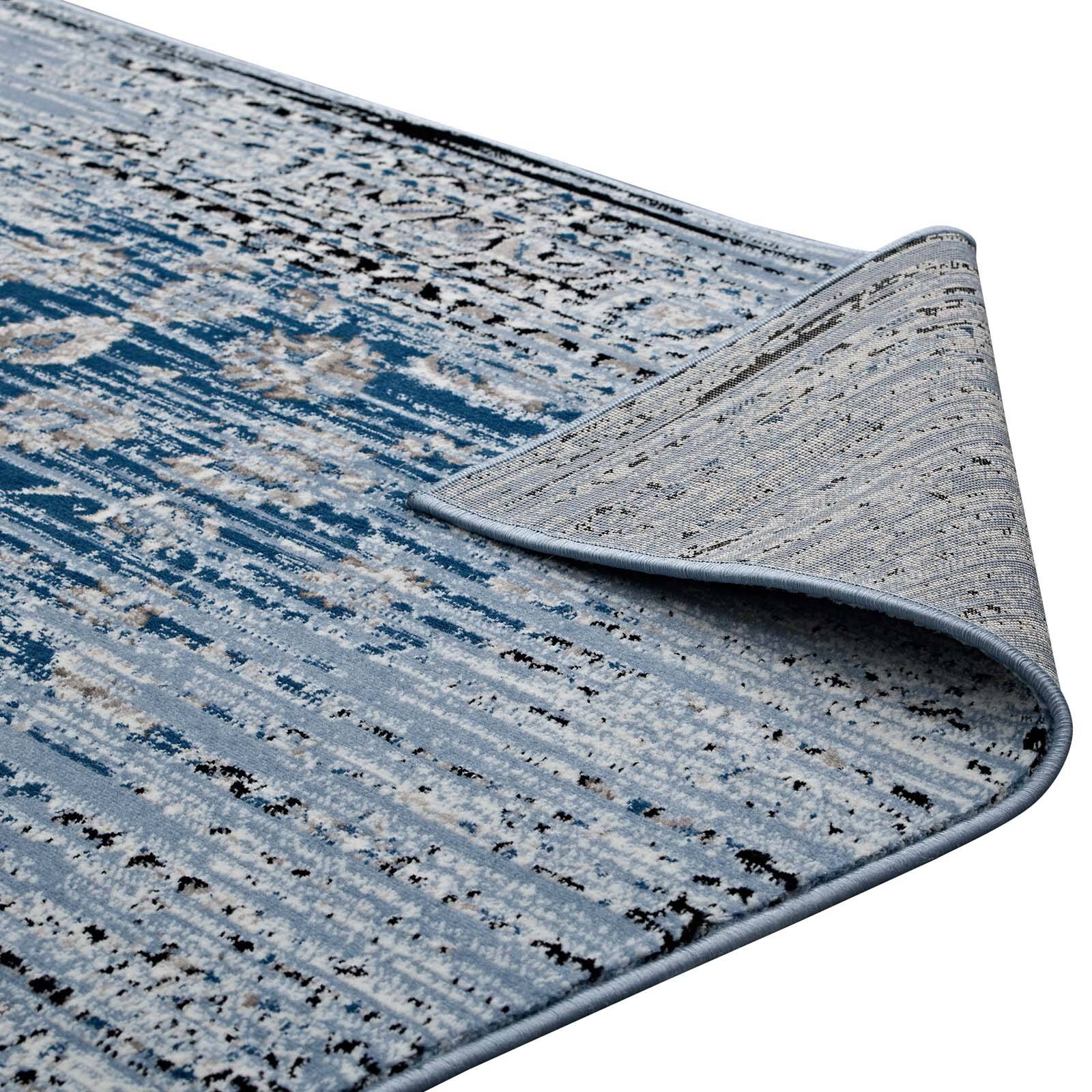 Alt View 3. Modway - Chiara Distressed Floral Lattice Contemporary Area Rug - Moroccan Blue.