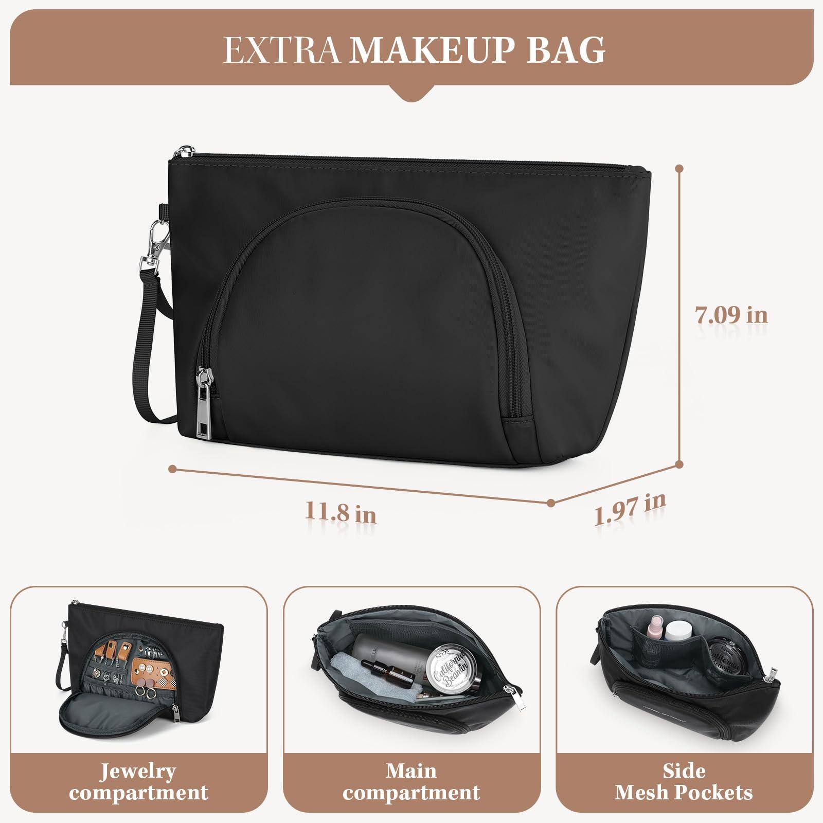 EXTRA MAKEUP BAG

- 7.09 in
- 11.8 in
- 1.97 in

- Jewelry compartment
- Main compartment
- Side Mesh Pockets