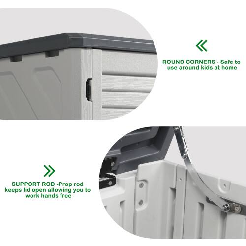 ROUND CORNERS - Safe to use around kids at home

SUPPORT ROD - Prop rod keeps lid open allowing you to work hands free