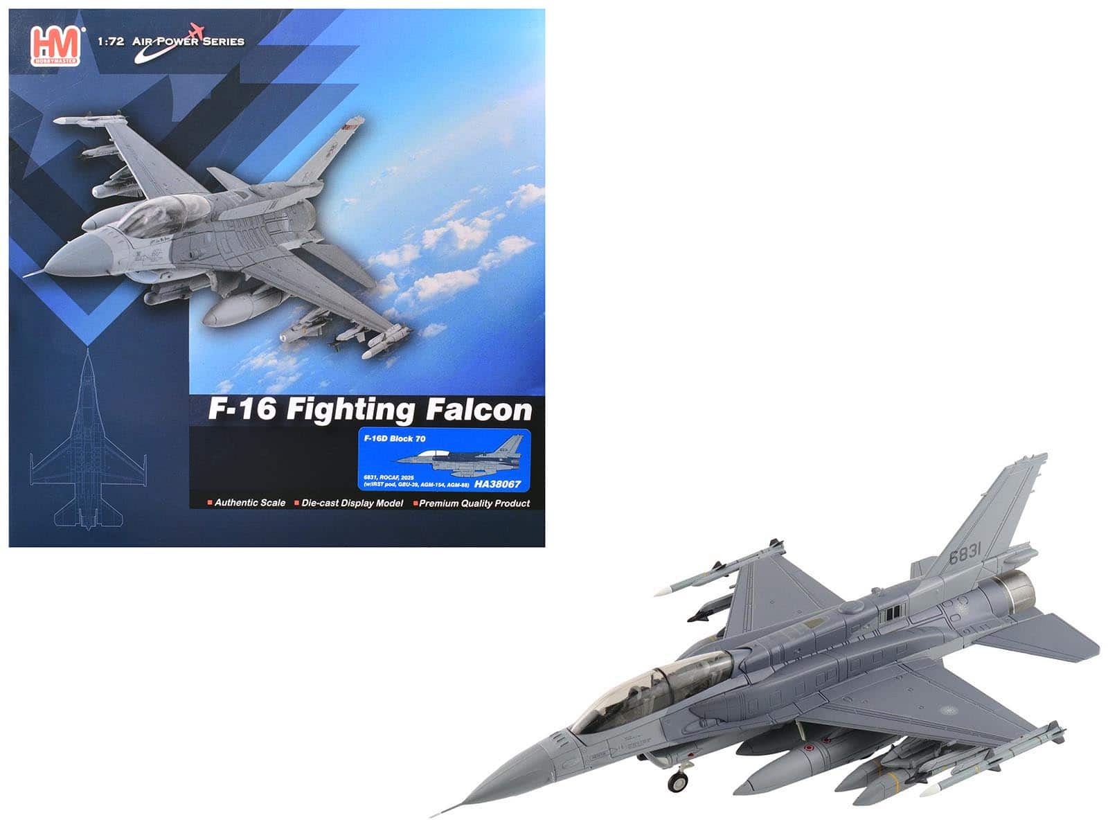 Hobby Master - Lockheed F-16D Fighting Falcon "6831 Block 70" 2025 Republic of China Air Force "Air Power Series" 1/72 - Gray