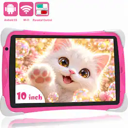 FEONAL - 10.1 inch Kids Tablet, 64GB Tablet APP Preinstalled & Parent Control Kids Education Children Tablet - Pink