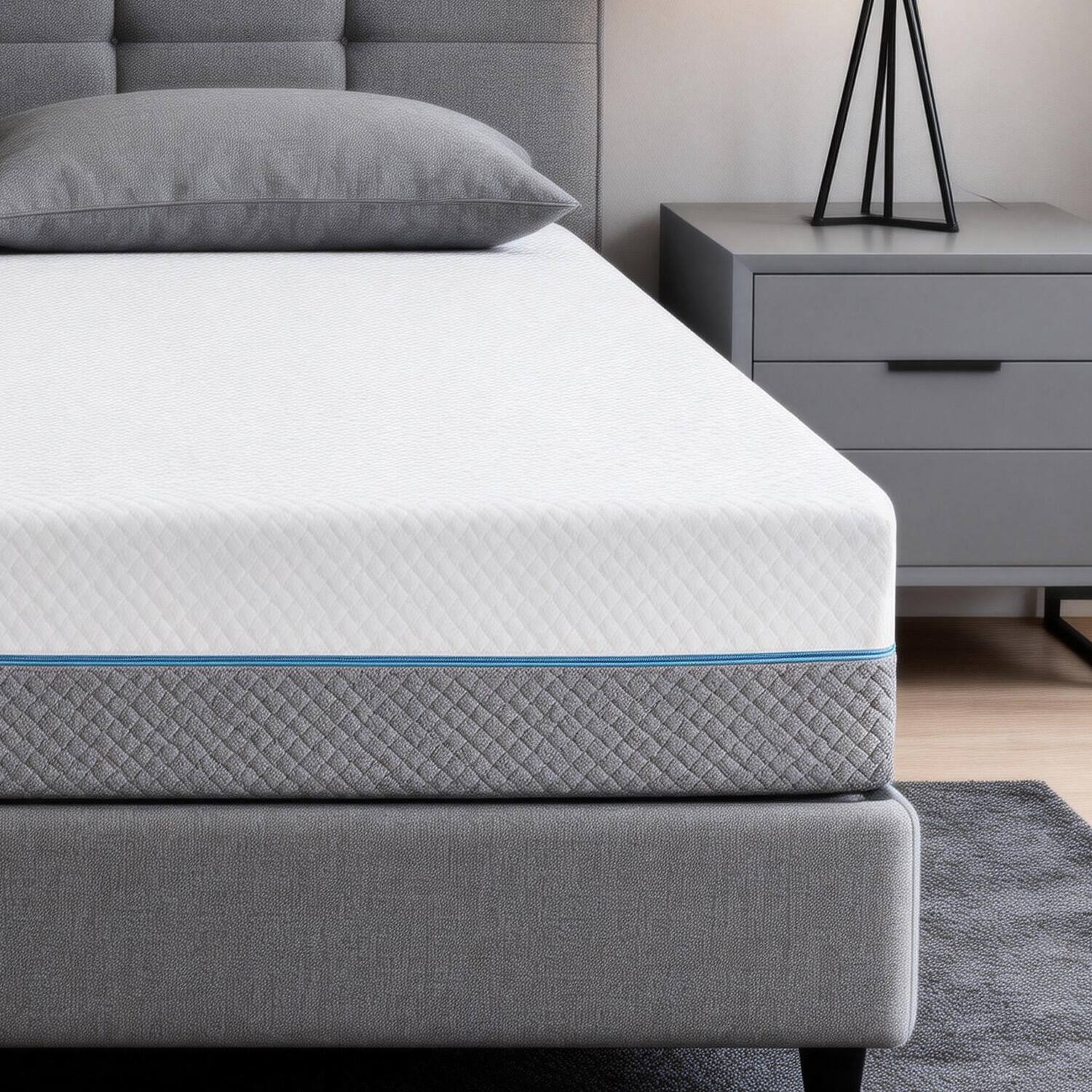 Left. Vipbear - 10" King Size Reversible Gel Memory Foam Mattress, Plush 3‑Layer Foam Bed Mattress with Washable Cover, Fiberglass‑Free - 10 inch.