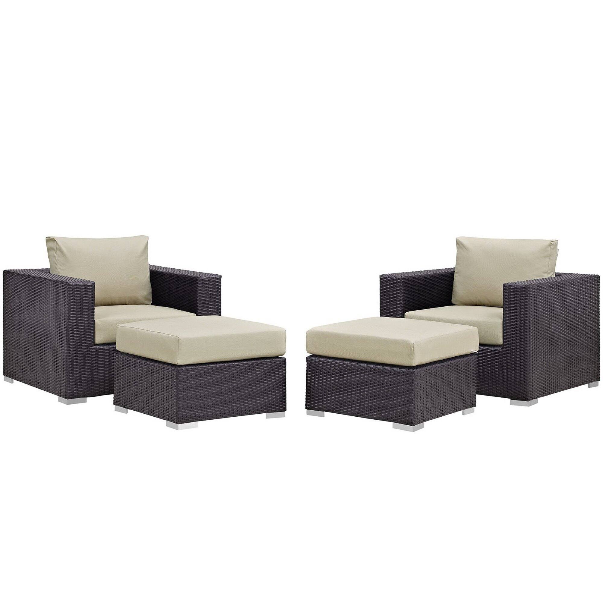 Modway - Convene 4-Piece Outdoor Patio Sectional Set - Espresso Beige