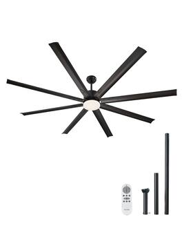 VEVOR - 84 Inch Ceiling Fan with Light, 6-Speed Remote Control, Dimmable 3-Color Temperature, Reversible DC Motor - Black