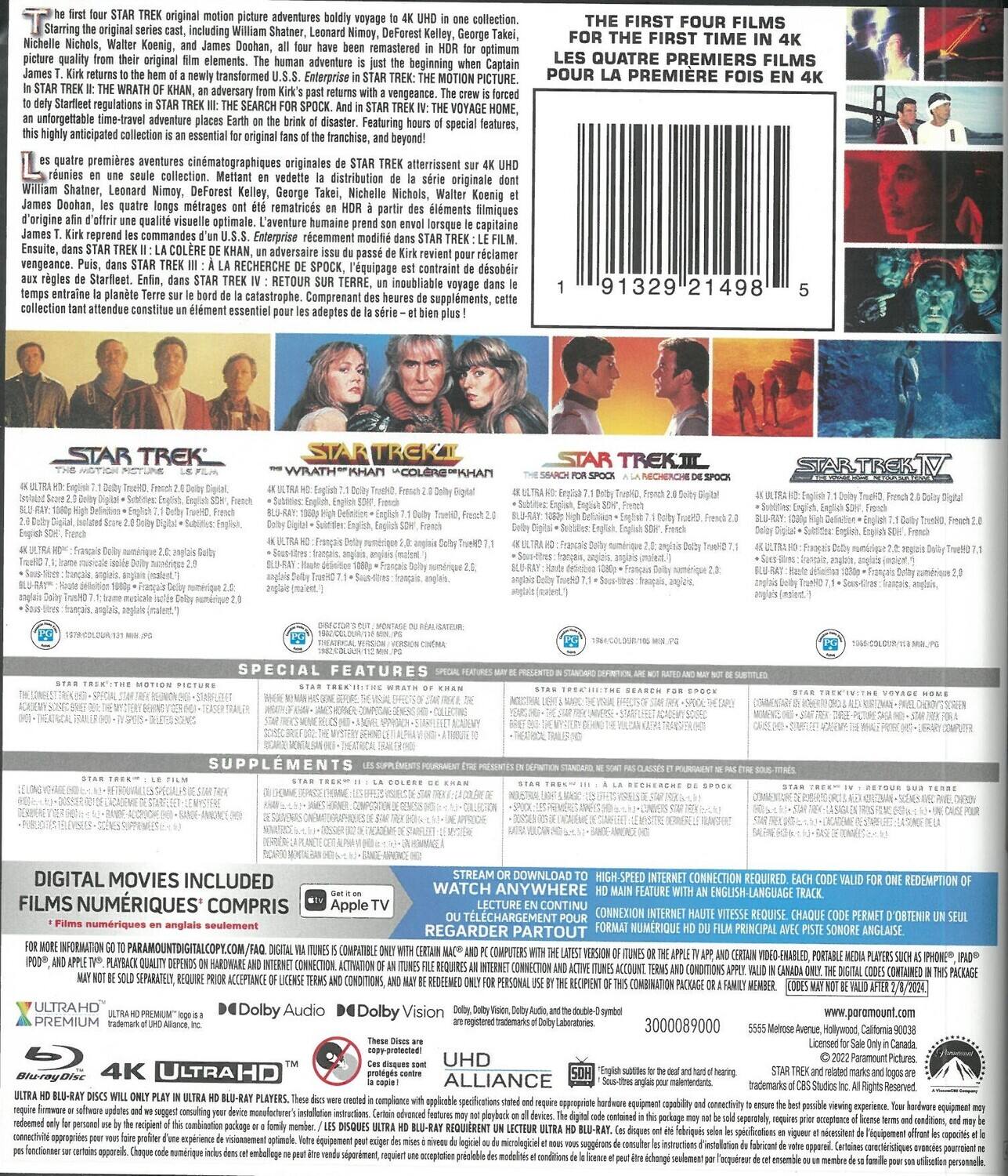 Alt View 1. Star Trek: The Original 4-Movie Collection   - 4K Blu-Ray.