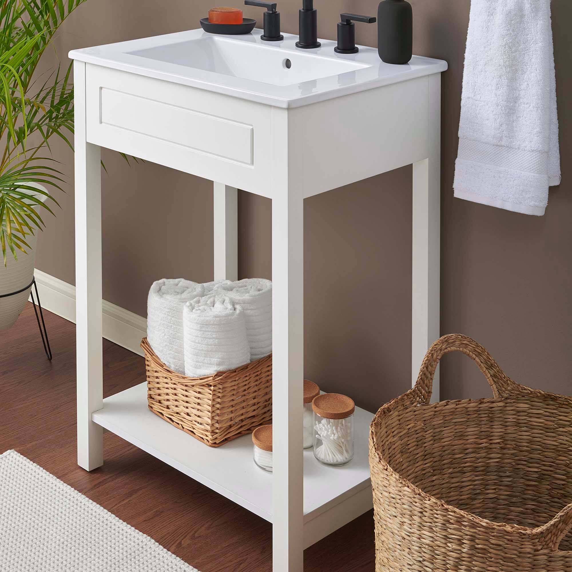 Back. Modway - Altura Bathroom Vanity Basin Included by Modway - White White.