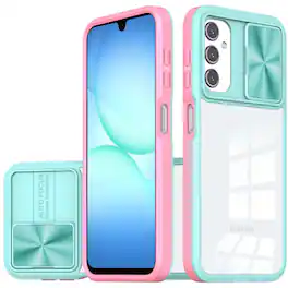 Kitcheniva - Rear Lens Slider Rugged Hybrid Case With Tempered Glass For Samsung A17 5G - Pink