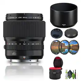 Fujifilm - GF 80mm f/1.7 R WR Lens (FUJIFILM G) Bundle - Black