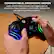 The text on the image reads: "Comfortable, ergonomic design. Laser-etched textured grips and triggers plus an ergonomic shape provides a comfortable, fatigue-free grip over long gaming sessions."