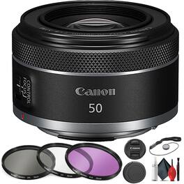 Canon - RF 50mm f/1.8 STM Lens (4515C002) + Filter Kit + Cap Keeper + More - Black