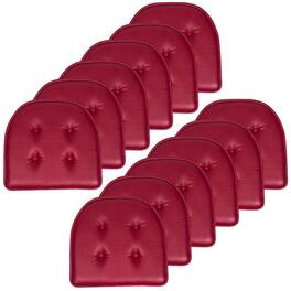 Sweet Home Collection - U-Shape Memory Foam Chair Pad Cushion No Slip Faux Leather 16" x 17", 12-Pack - Burgundy