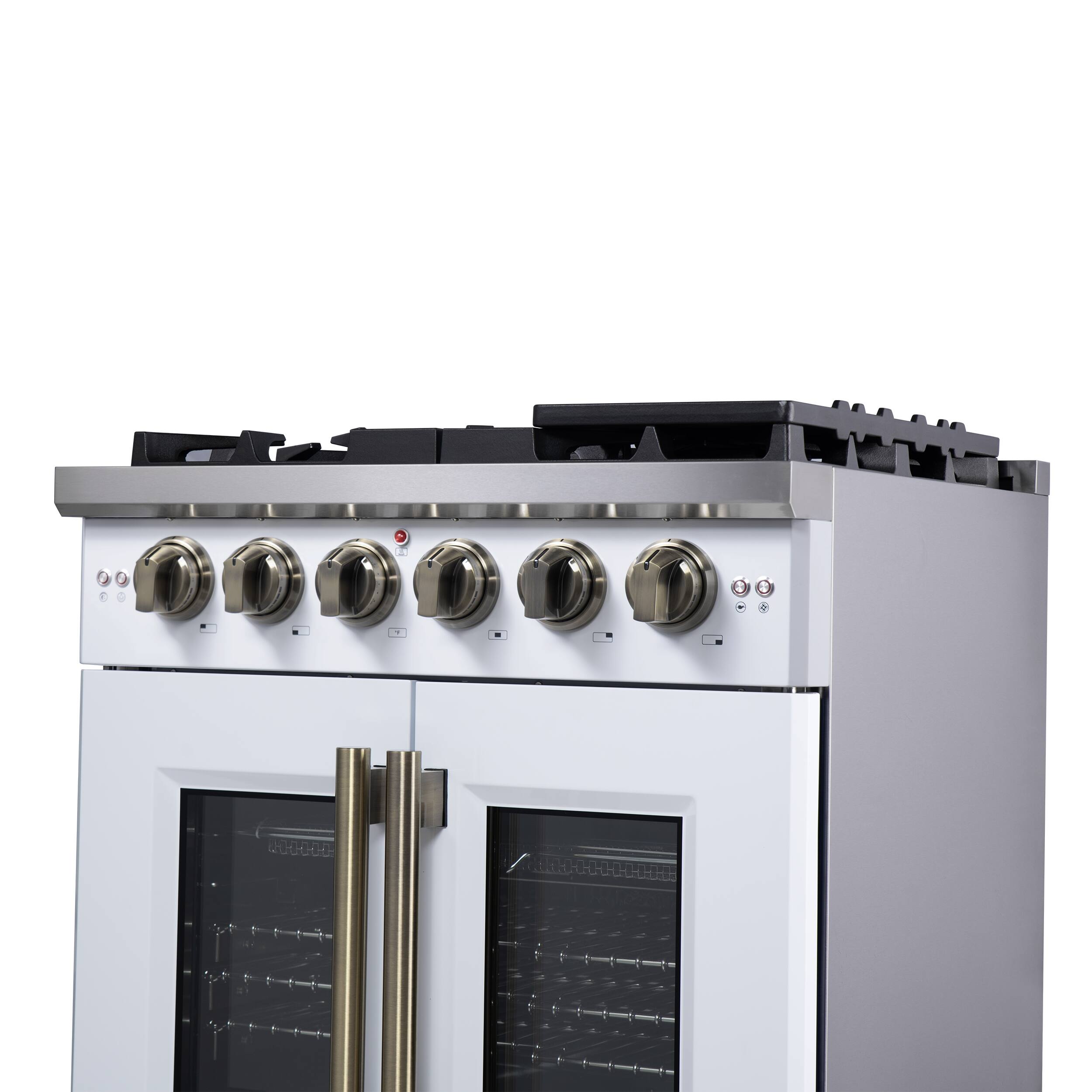 Alt View 8. Forno Appliances - Capriasca 4.32 Cu. Ft. Freestanding Gas Convection Range with French Doors - White.