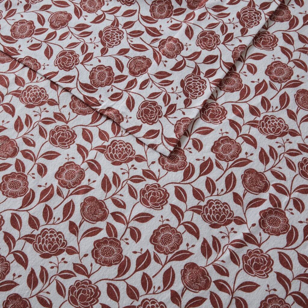 Alt View 5. Gracie Mills - Gracie Mills 4PC Dottie Oversized Flannel Sheet Set - Rust Floral.