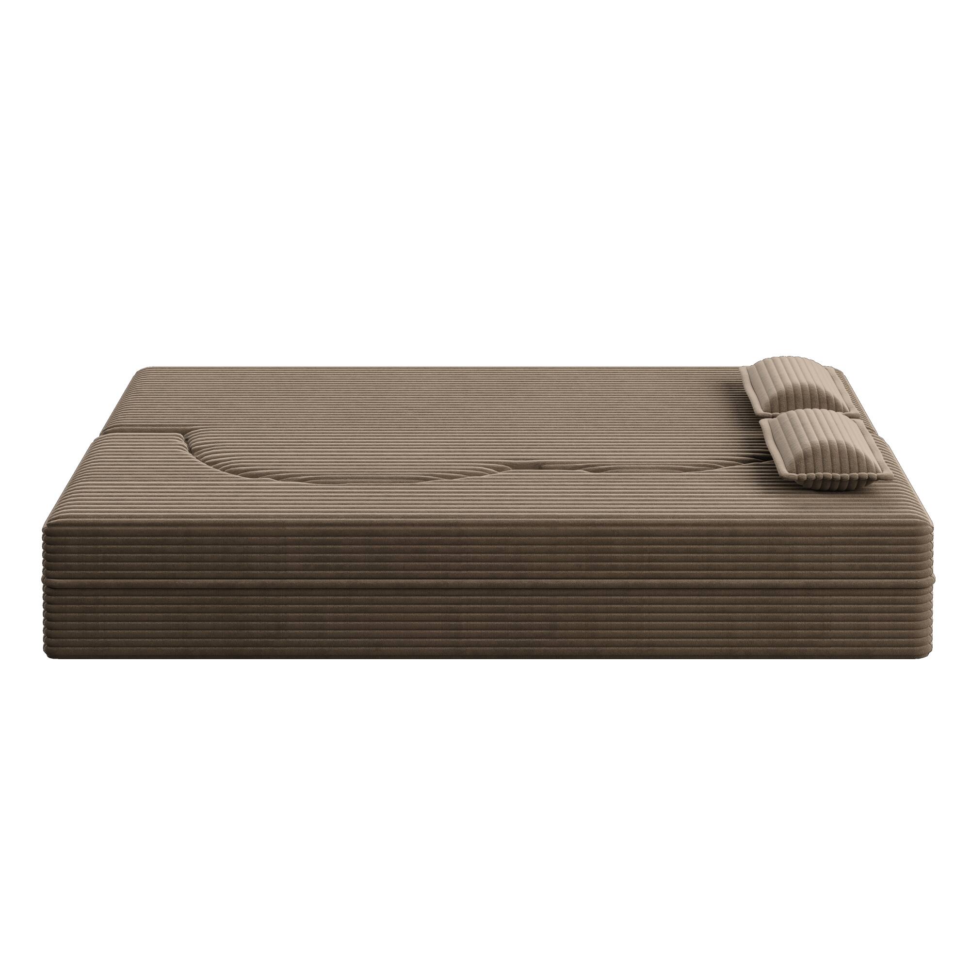 Alt View 8. GOODSILO - Convertible Plush Corduroy Floor Sleeper Sofa with Dual Pillows for Living Room and Guest Use - Coffee.