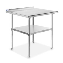GRIDMANN - 30 x 24-in NSF Stainless Steel Prep Table with Backsplash - Silver