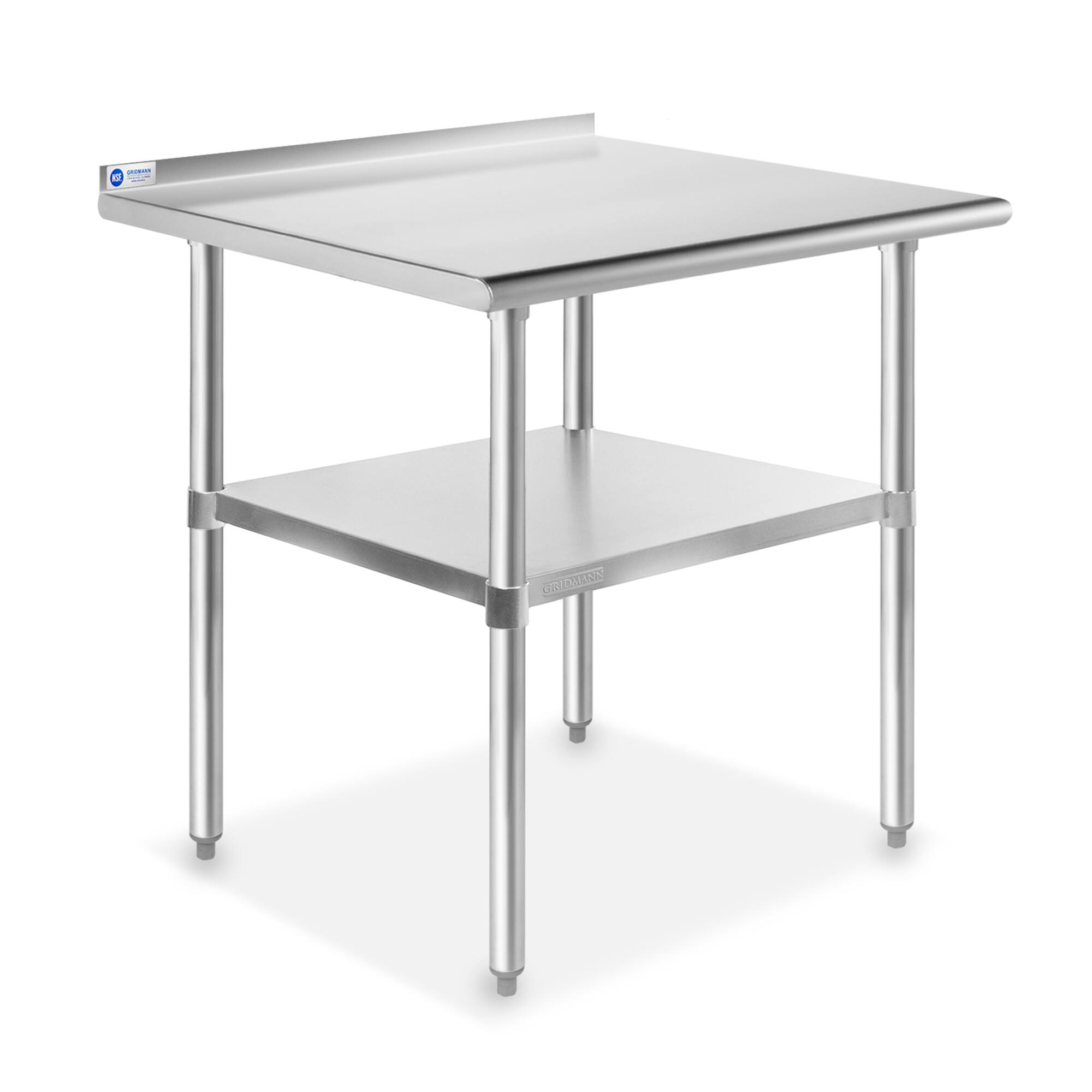 Front. GRIDMANN - 30 x 24-in NSF Stainless Steel Prep Table with Backsplash - Silver.