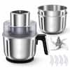 Front. YASHE - Food Processor with 3 Bowls, 350W Meat Grinder & Vegetable Chopper - Silver.