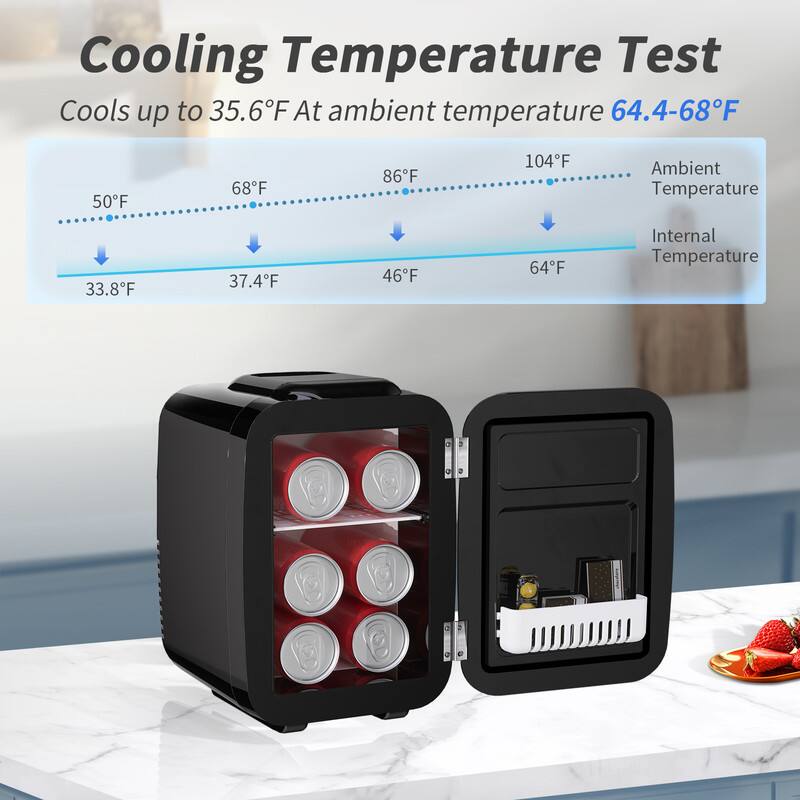 Cooling Temperature Test

Cools up to 35.6°F at ambient temperature 64.4-68°F

Ambient Temperature: 50°F, 68°F, 86°F, 104°F
Internal Temperature: 33.8°F, 37.4°F, 46°F, 64°F